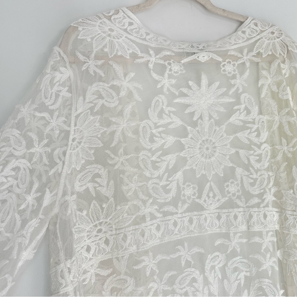 Sundance White Lace Duster Kimono Cardigan Size 2XL -Beach Boho Wedding - Picture 16 of 16